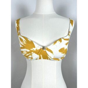 Vitamin A Bathing Suit Top in Mustard and White (XS-S)